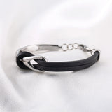 Stainless Steel Mens Bracelet PU Leather Infinite Knot Geometric