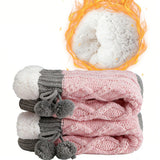 Non Slip Cabin Soft Fleece Socks For Womens Winter Warm Thick Thermal Cozy Plush Pink