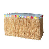 Straw Color Table Skirt 300x75cm with Tassels for Hawaiian Beach Party