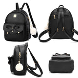 3 Pcs Set PU Bags Backpack Purse Sling Bag for Women Black