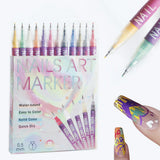 12-Color DIY Nail Art Paint Pen Set Nail Dotting and Drawing Pens for Manicure