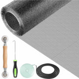 Window Screen Repair Kit Fiberglass Mesh with Tools for Doors Patio Porch Gray