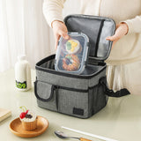 Insulated Lunch Bag Large Capacity with Adjustable Shoulder Strap Gray