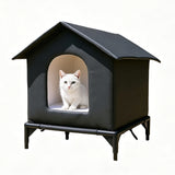 Outdoor Cat House Outdoor Cat House Weatherproof for Indoor and Outdoor Black