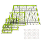 4Pcs Quilting Rulers,Sewing Ruler Quilting Square Templates Green