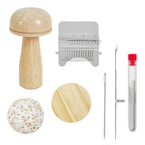 Mini Wood Knitting Loom Darning Mushroom with 50 Color Thread Kit