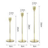 3Pcs Set Metal Candle Holders Taper Decorative Candlestick Holders for Wedding Dinning Party Golden