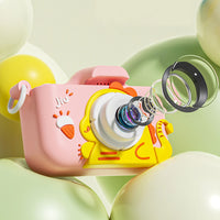 48MP Dual Lens Digital Camera for Kids Selfie Camera with Dinosaur Protective Cover and 32G TF Card Pink