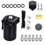 Oil Catch Breather Can Kit Universal Petrol Filter with Air Filter and Cleaning Balls Black