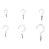 90 PCS Metal Cup Hooks Screw Screw-In Hanging Hat Peg Plant Hanger with Storage Box White