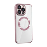 For iPhone 15 Series Magnetic Phone Cover Shockproof Plating Case Cover Rose Gold