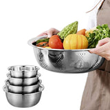 5 PCS 410 Stainless Steel Colander and Mixing Bowl Set 22 to 30cm