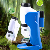 60x-180x Magnifying Pocket Microscope with Stand for Kids Portable Handheld Educational Microscope