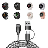 2 in 1 Charger Cable Compatible With Garmin Fenix Venu Forerunner USB A and C Ports
