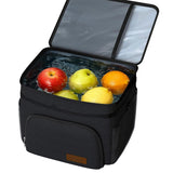 Insulated Lunch Box Leak-Proof Cooler Bag with 4 Pockets Black