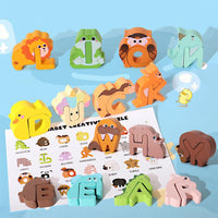 Wooden Alphabet Animal Puzzles – Matching Game Educational Toys for Kids