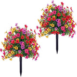 2PCS Artificial Topiary Ball Flowers Plant UV Resistant For Outdoors Planters Spring Decoration