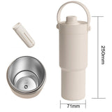 Reusable Insulated Stainless Steel Cup With Straw 735ml Large Capacity For Travel White