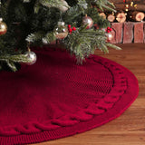 Knitted Christmas Tree Skirt Wine Red Xmas Tree Skirt Knitting Christmas Tree Decorations