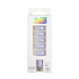24Pcs Press On Nails Solid Color Self-Adhesive Fake Nails Blue