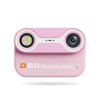 Dual-Lens Kids Underwater 10X Zoom Digital Camera Waterproof Action Camera with 32GB TF Card Pink