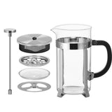 French Press Coffee Maker Borosilicate Glass & Stainless Steel Cold Brew Black