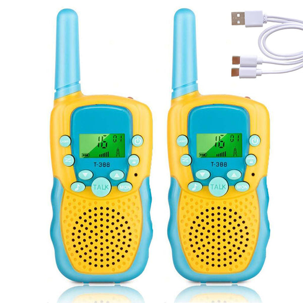 2Pcs Set Walkie Talkies for Kids 22 Channels 2-Way Walkie Talkie Toys for Camping Hiking Indoor Outdoor Yellow