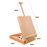 Portable Wooden Tabletop Easel Solid Wood Sketchbox for Painting Art Drawing