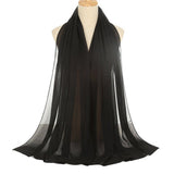 70x170cm Chiffon Evening Wrap Shawl for Wedding Party Dress Black