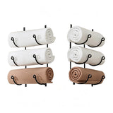 3 Tier Vertical Towel Rack Iron Wall Mount for Bathroom Storage Black