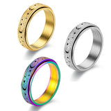 3 PCS Stainless Steel 360 Degree Spinner Ring Set Gold Silver Rainbow