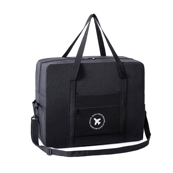 Foldable Travel Bag Large Capacity Sports Shoulder Bag Trip Boarding Bag Black
