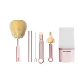 6 in 1 Travel Baby Bottle Brush Set with Portable Storage Case Pink