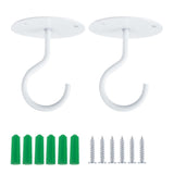 2Pcs Ceiling Swag Hook Metal Plant Bracket Wall Mount for Hanging Plants White