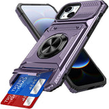 Wallet Card Slot Shockproof Protective Case Compatible With iPhone 17 and 18 Series Purple