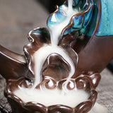 Moon Backflow Incense Holder Ceramic Waterfall Incense Burner for Home Decor