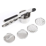 3-in-1 Stainless Steel Potato Ricer and Masher with Three Interchangeable Discs