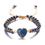 Handmade Natural Stone Beaded Bracelet – Adjustable Woven Bangle for Women Jewelry Blue