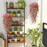 2Pcs Artificial Flowers for Outdoors Decorations Summer Fake Hanging Floral Decoration Red-Purple