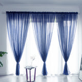 3 Piece Sheer Rod Pocket Curtains Polyester for Room Divider Blue