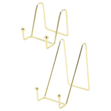 2Pcs Picture Frame Display Stands Photo Pedestal Art Plate Holders Golden