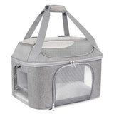 Pet Carrier Cat Travel Bag Portable Soft Sided Comfort Case Grey