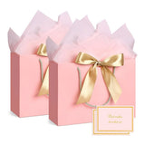 4PCS Gift Bags with Cards and Wrapping Paper for Weddings Parties Pink