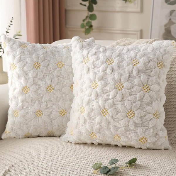 2Pcs  Flower Pillowcases Floral Throw Pillow Covers for Sofa Home Decor Style 1
