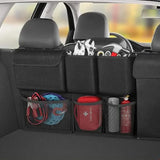 Large Capacity Car Trunk Organizer with Zippers – Backseat Storage Black