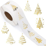 2 Rolls Clear Round Christmas Stickers 1000 Gold Foil