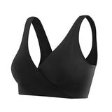 Women's Cross Front Wireless Bra Seamless Lounge with Removable Pads Black