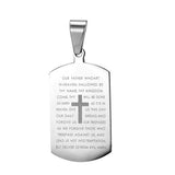 Stainless Steel Military Tag Necklace Bible Cross Pendant Silver