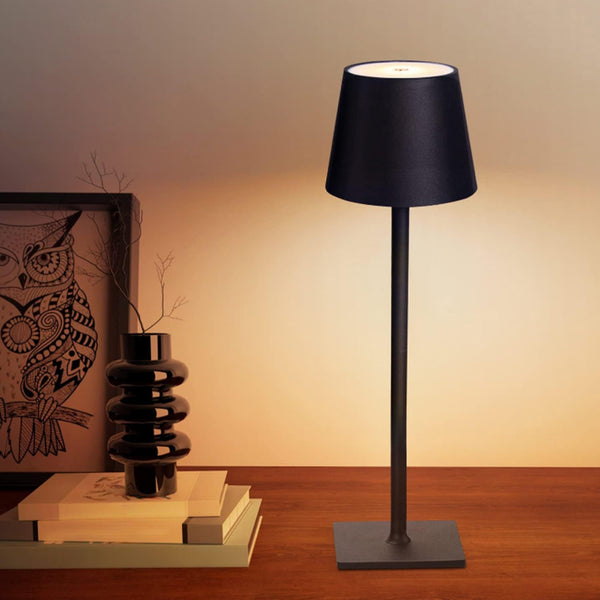 Cordless 3 Color Dimmable Table Lamp Rechargeable Modern LED Desk Lamp Black