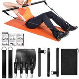 Multifunctional Pilates Bar Kit with Resistance Bands Portable Home Gym Core Strength Training Exercise Accessories Black